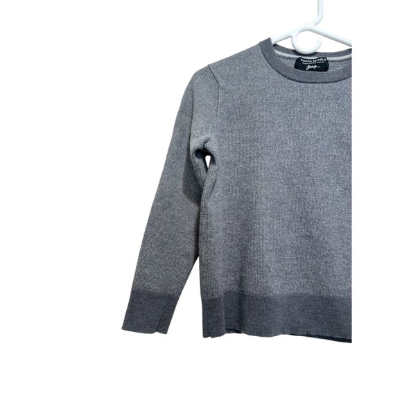 Merino Wool Baruffa Sweater Womens Medium Gray Crew Neck Italy Preppy Minimalist - Picture 9 of 10